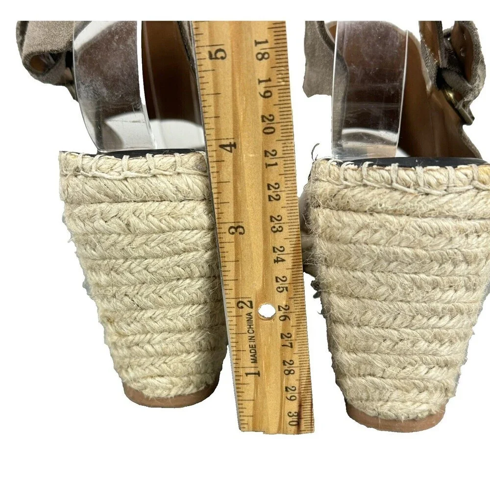 Dolce Vita Sandals Size 9.5 Taupe Espadrille Slingback Wedge Heel Nubuck Leather